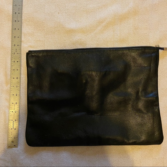 Large Pebbled Leather Zipper Clutch - Picture 3 of 7